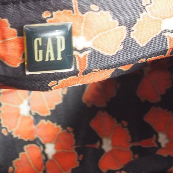 Gap Y2K Nylon Handbag Black/Orange Print Interior Mini Hobo Purse Shoulder Bag - Picture 13 of 16